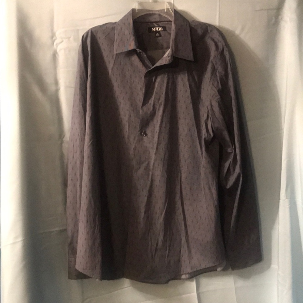 Men’s XL LS Apt 9 Dress Shirt Gray print